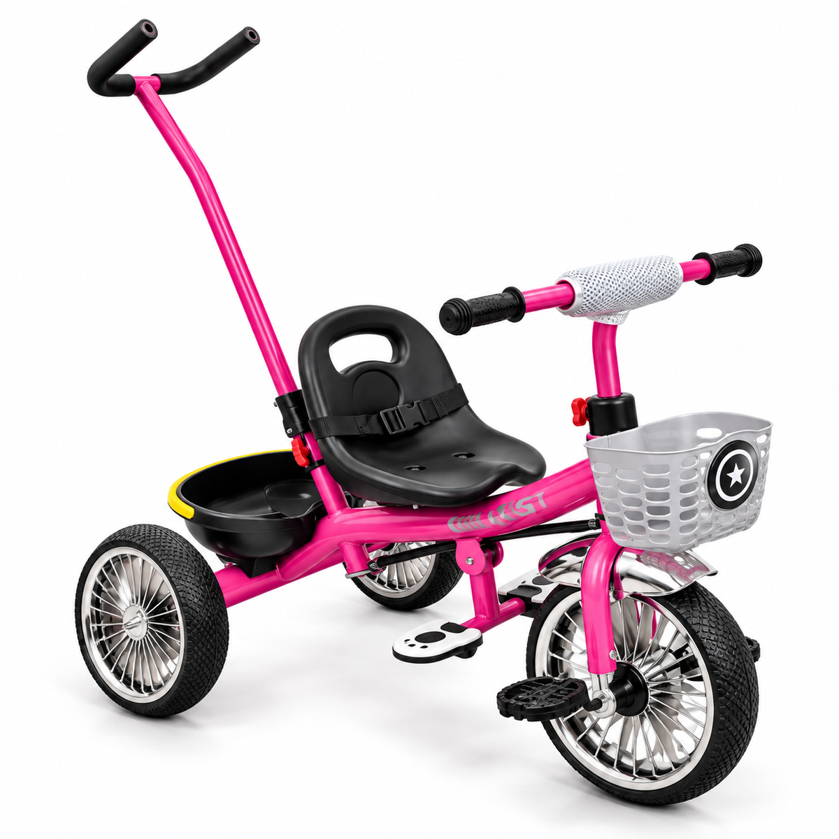 Triciclo paseador infantil con guía y canasta H-026-1