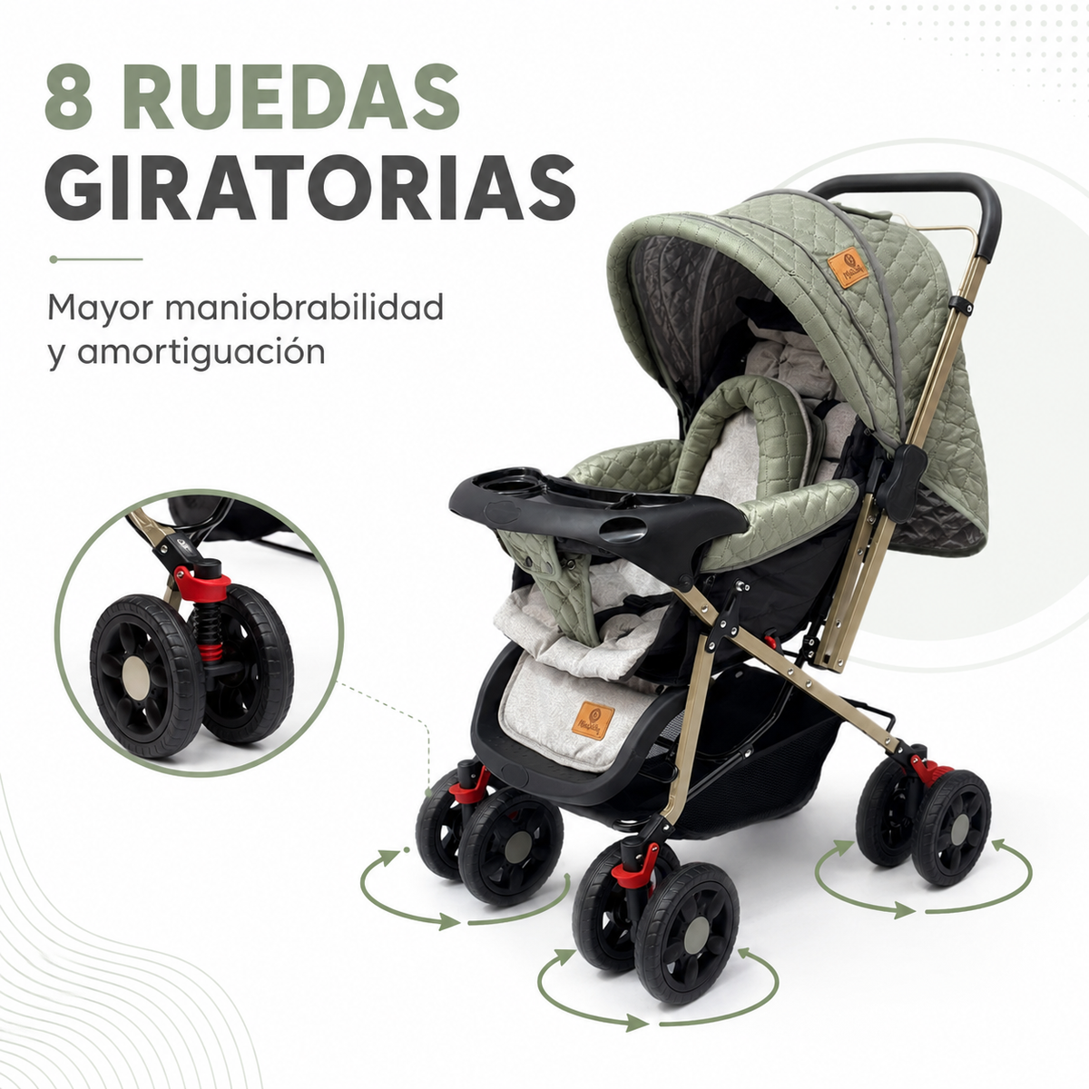 Coche Explorer Con Manija Reversible y Ruedas 360