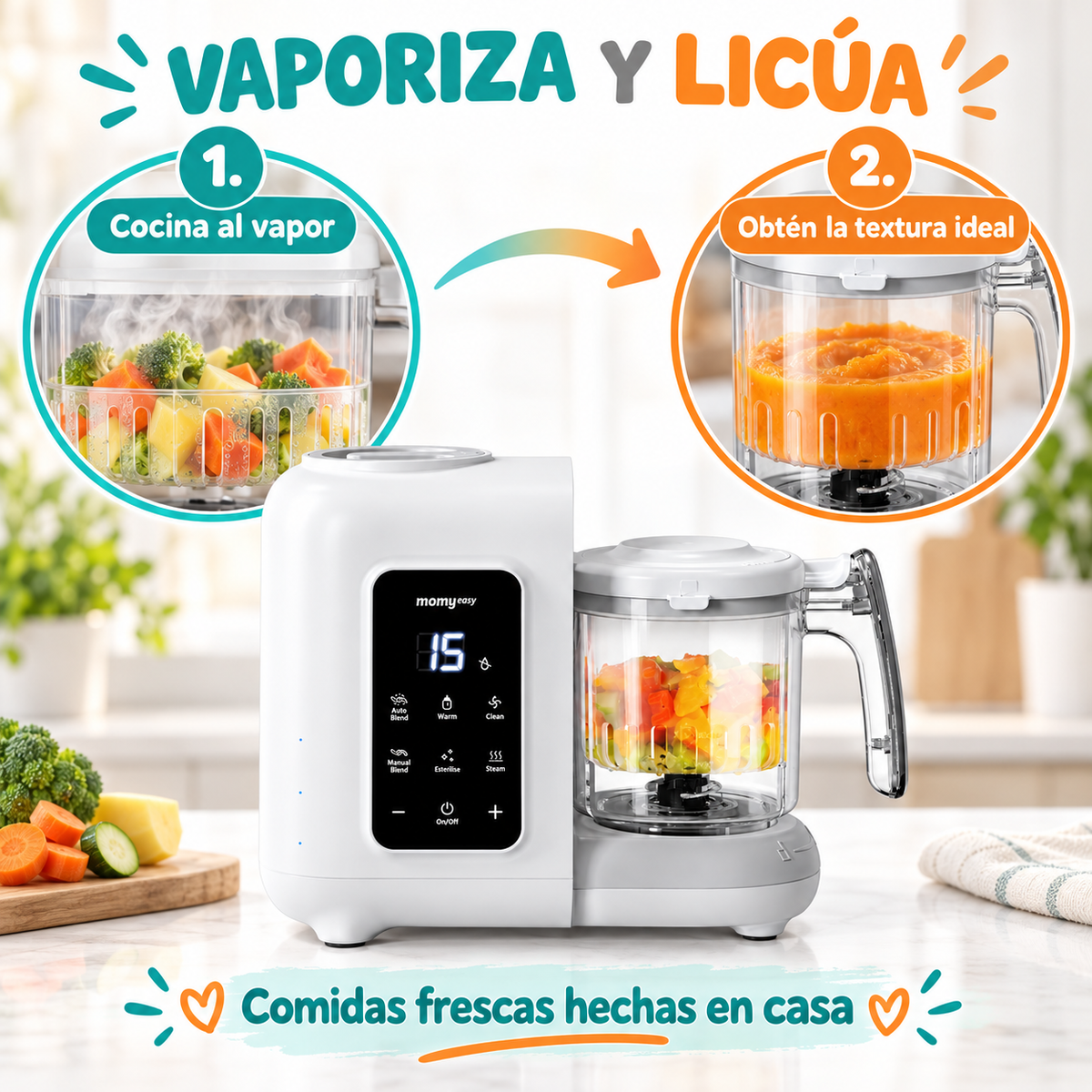 Procesador y Vaporizador de Alimentos para Bebé Momyeasy 5 en 1