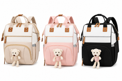 Pañalera Multifuncional Impermeable para Bebé | Mochila Maternal con Bolsillos Térmicos y Correas para Coche