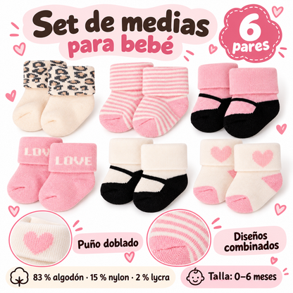 Set de 6 Pares de Medias para Bebé