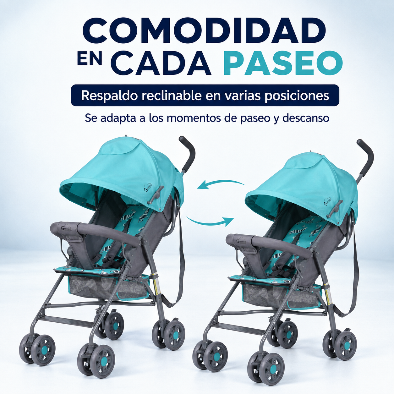 Paseador Tipo Sombrilla Reclinable con Canopy Extensible