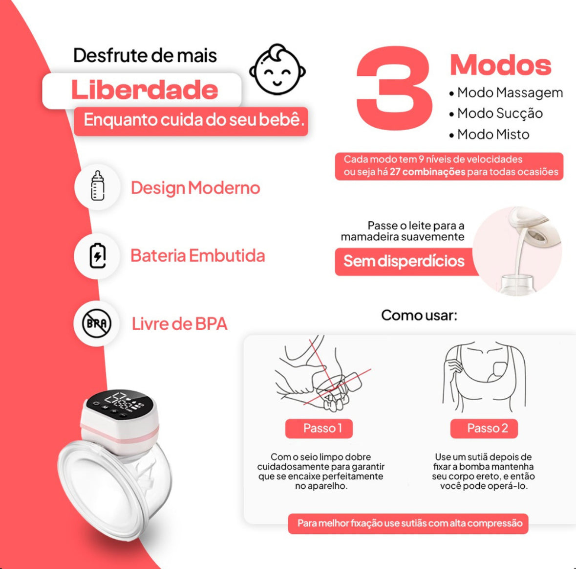 Extractor Eléctrico De Leche Materna Manos Libres Babe