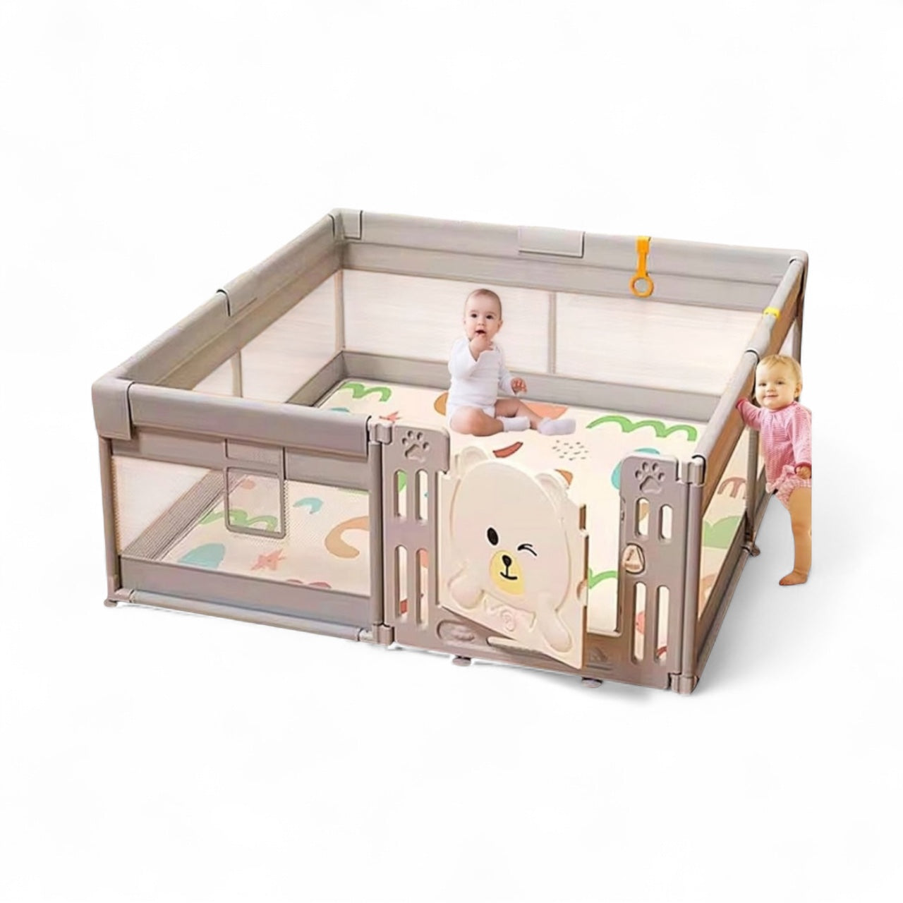 Corral De Juegos Con Puerta  Plástica Súper Gigante 180 x 200 + Tapete Plegable y 60 pelotas
