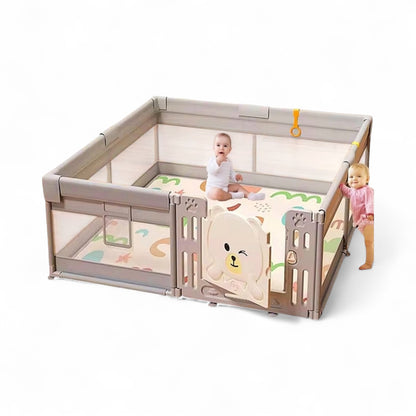 Corral De Juegos Con Puerta  Plástica Súper Gigante 180 x 200 + Tapete Plegable y 60 pelotas