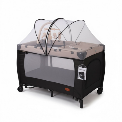 Cuna Corral Campin Luxury En Lino Con Cambiador y Mecedoras Bebesitos