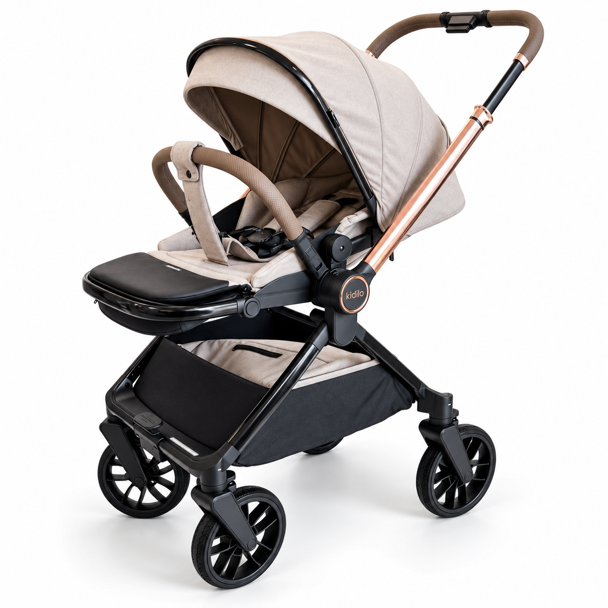 Coche Capri Con Mango Reversible  Kidilo y Pañalera Premium Marca Kidilo