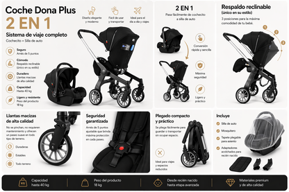Coche Que Se Convierte En Silla Para Carro Dona Plus Con Espaldar Reclinable