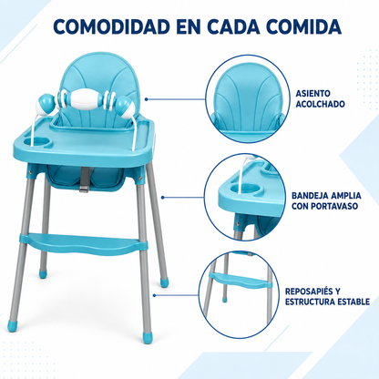 Silla Comedor para Bebé Sirius con Bandeja y Juguete Frontal