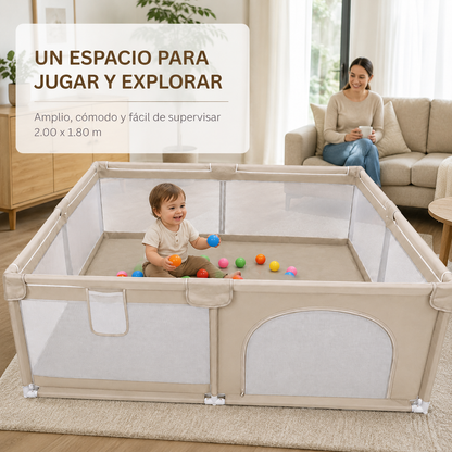 Corral de Juegos Grande 2,00 × 1,80 m con 30 Pelotas Bebesu
