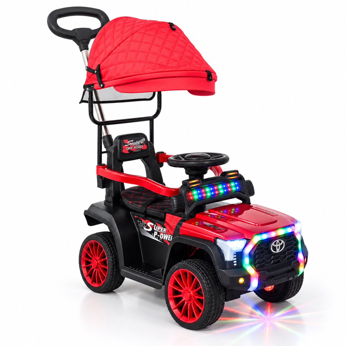 Carro Eléctrico Toyota , Con Guía, 2 Motores, Control Remoto, Llantas En Goma Y Asiento En Cuero