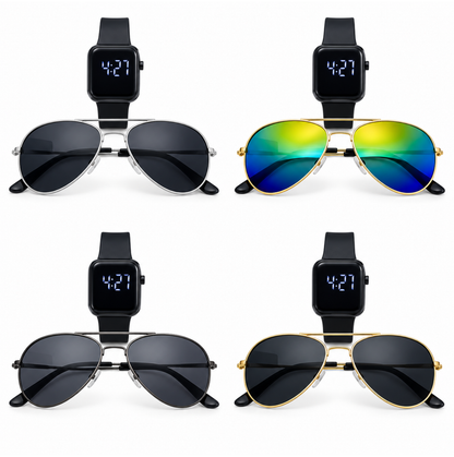 😎 Set infantil de gafas aviador + reloj digital