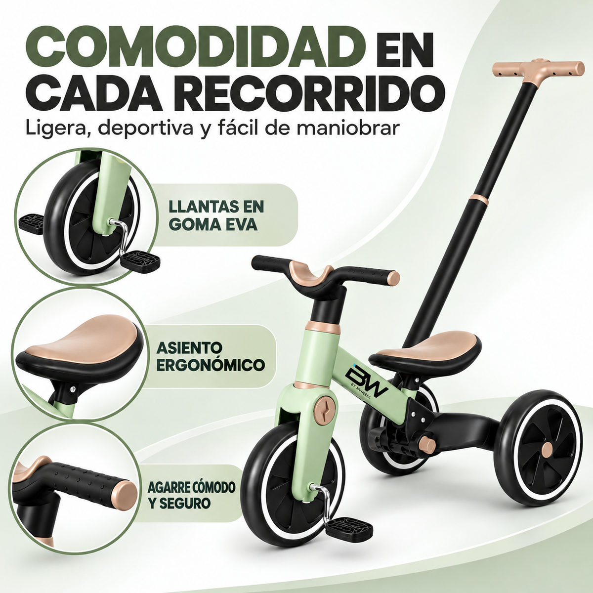 Bici Triciclo Balance Bike 3 en 1 Forza Con Guía
