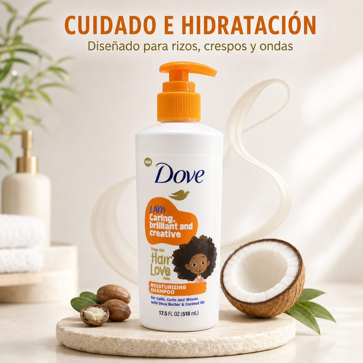 Shampoo Hidratante Dove Hair Love para Rizos 518 ml
