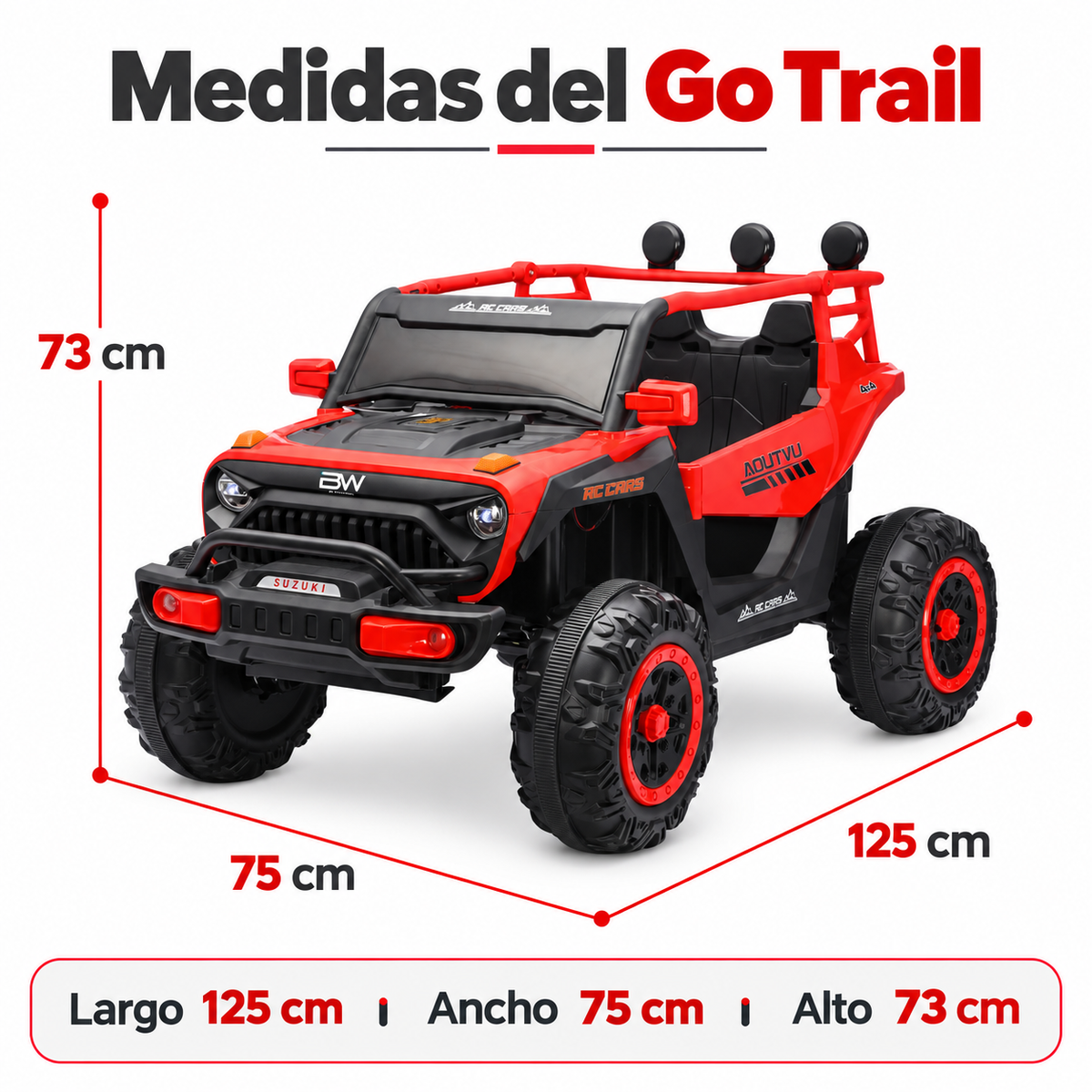 Carro Eléctrico Para Niños Marca Prinsel Go Trail 12V Con Control remoto y Llantas En Goma