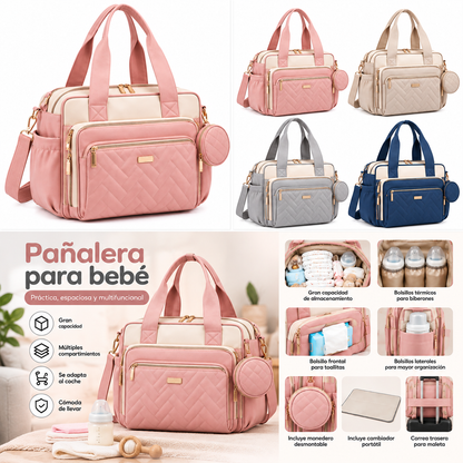 Pañalera Tipo Cartera Multifuncional para Bebé 💕
