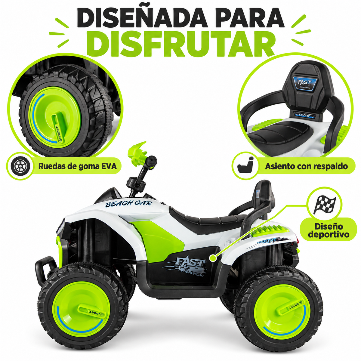 Cuatrimoto Eléctrica Prinsel Marine 12V Blanca con Ruedas EVA Con Control Remoto