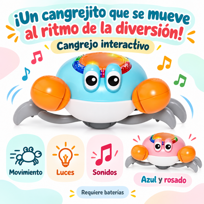 🦀 Cangrejo interactivo: ¡movimiento, luces y mucha diversión! 🎶