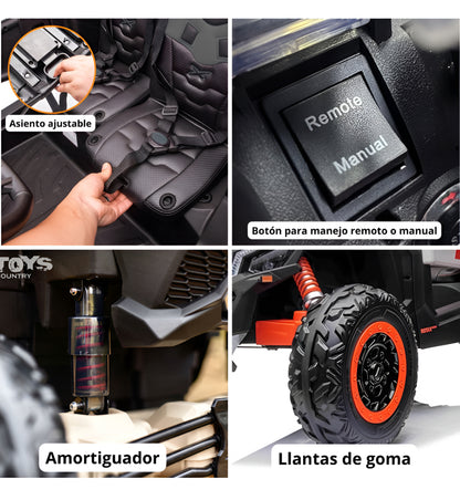 Carro Eléctrico Super Can-am Maverick 4x4 Con Control Remoto 5 Motores Licenciado 24 Voltios