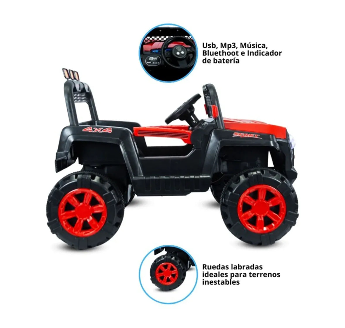 Carro Eléctrico Qatar Rojo 12 V Con Control Remoto Prinsel