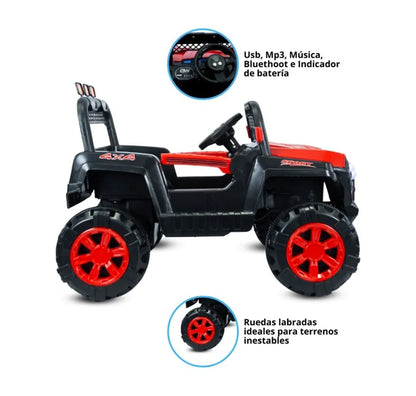 Carro Eléctrico Qatar Rojo 12 V Con Control Remoto Prinsel