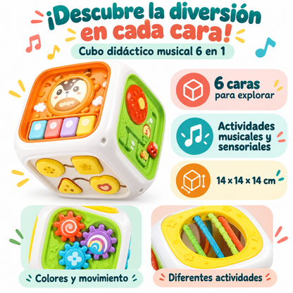 🎶 Cubo didáctico musical 6 en 1: ¡diversión por todos lados! 🌈