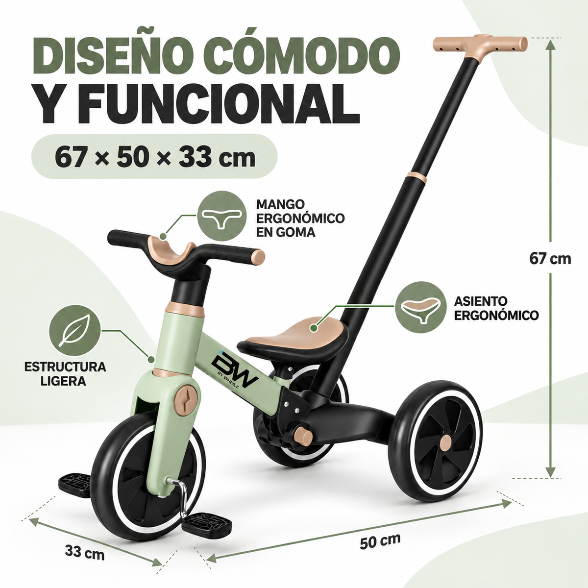 Bici Triciclo Balance Bike 3 en 1 Forza Con Guía
