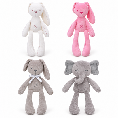 Peluche con sonajero – Conejitos y elefante