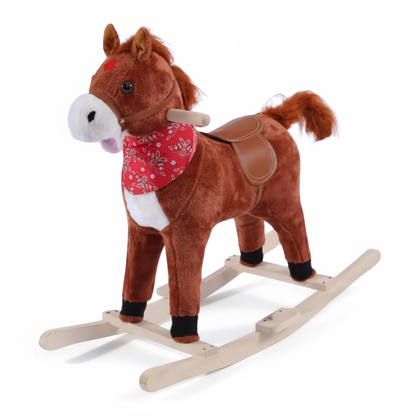 Caballo Mecedor De Peluche Con Base En Madera y Sonidos