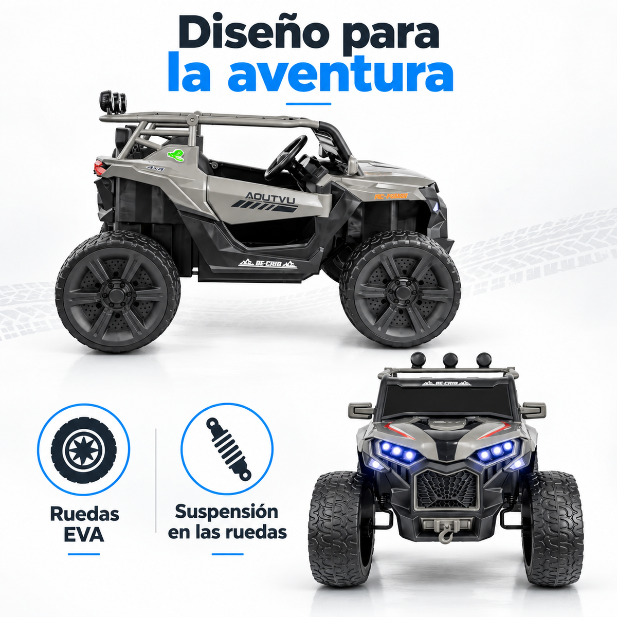 Carro Eléctrico Prinsel Summit 12V Gris con Control Remoto Con Llantas En Goma