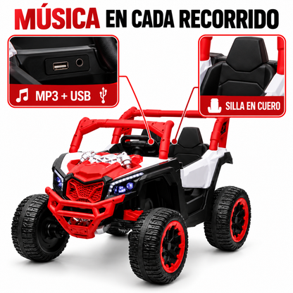 Carro Eléctrico Infantil CAN-AM 611 Para Dos Niños Con Control Remoto Con Llantas En Goma Y Asiento En Cuero