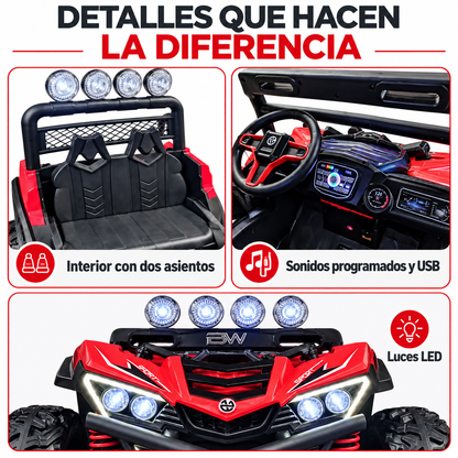 Carro eléctrico infantil Prinsel Distroyer 12V rojo con 4 motores y control Remoto De Dos Puestos