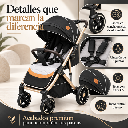 Coche Maleta River Plus Premium con Mango Reversible y Cubrepiés Con Llantas En Goma