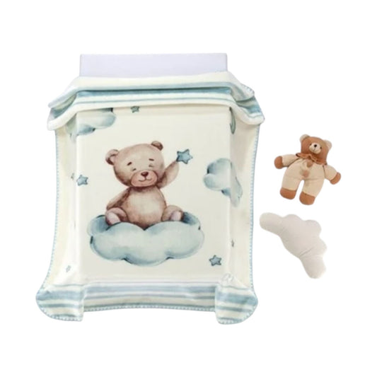 Cobija Térmica Española Mora Para Bebe 110 X 140 cms Oso Nube