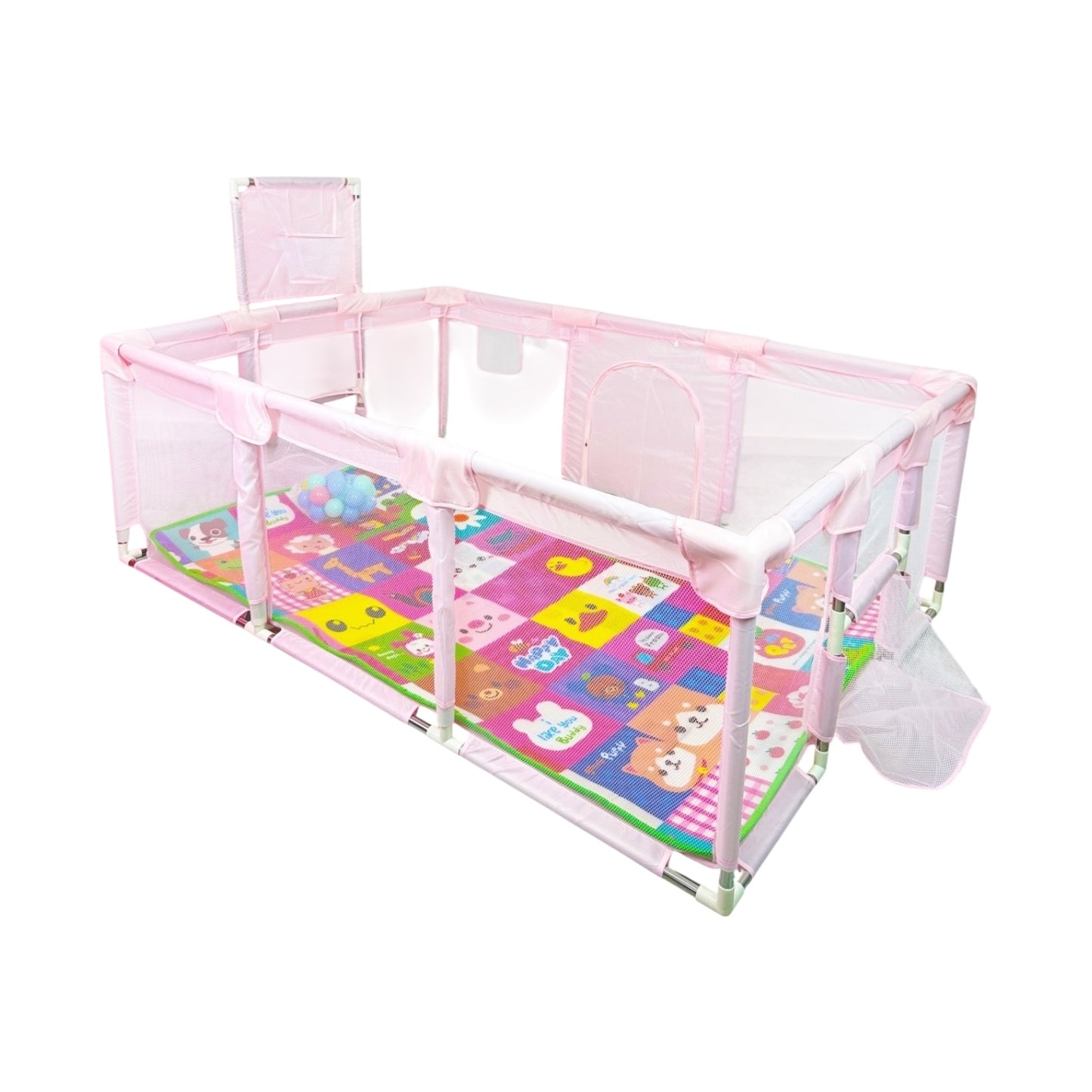 Corral de Juegos Multifuncional 180 x 120 Cancha + Pelotas Con Tapete Plegable 1 Cm