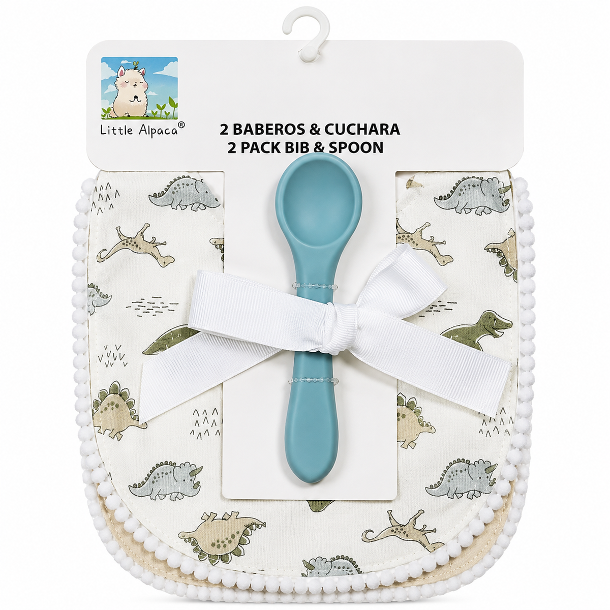 Set de 2 Baberos + Cuchara de Silicona para Bebé Little Alpaca | 100% Algodón