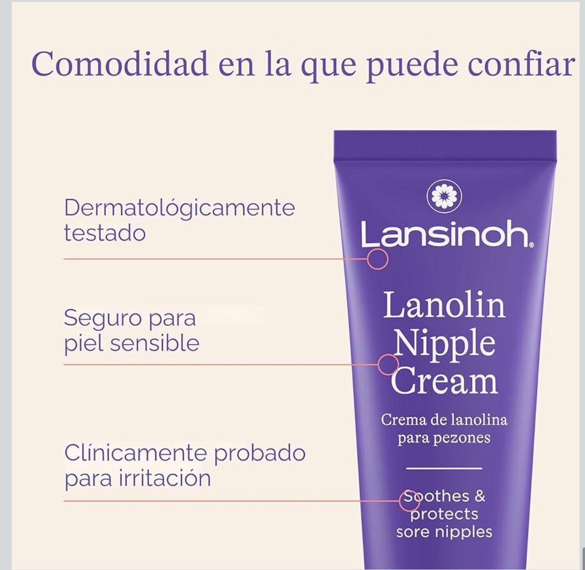 Crema De Lanolina Para Pezones Segura Para La Lactancia del Bebé x 40 Gramos Lasinoh