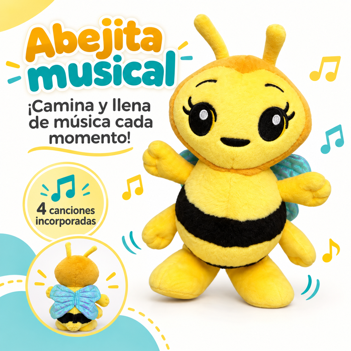 Abejita Musical De Peluche Que Camina De 37 Cm Plim Plim