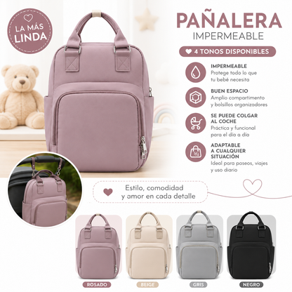 Pañalera Mochila Impermeable para Bebé | Gran Capacidad | 4 Colores Disponibles
