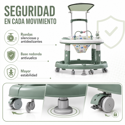 Caminador Multifuncional 3 en 1 con Capota, Panel Musical y Mesa de Juegos