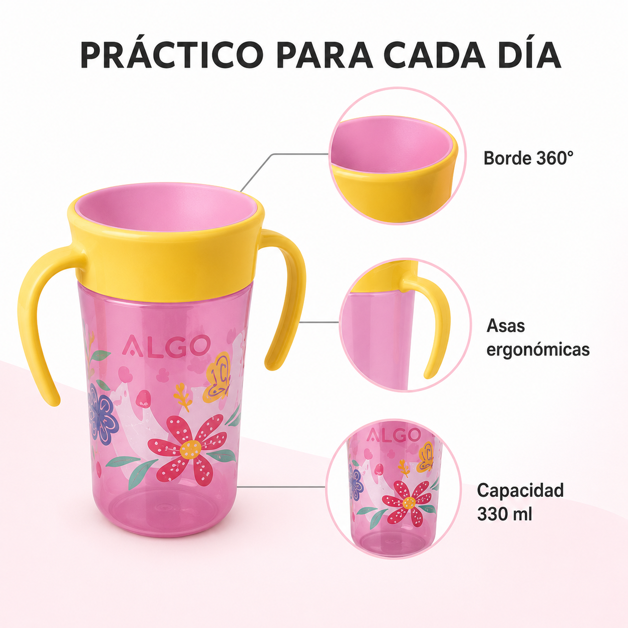 Vaso Entrenador 360° con Asas – 330 ml