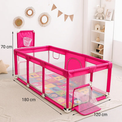 Corral de Juegos Multifuncional 180 x 120 Cancha + Pelotas Con Tapete Plegable 1 Cm
