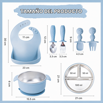 Vajilla En Silicona y Acero Inoxidable 304 De 7 Piezas