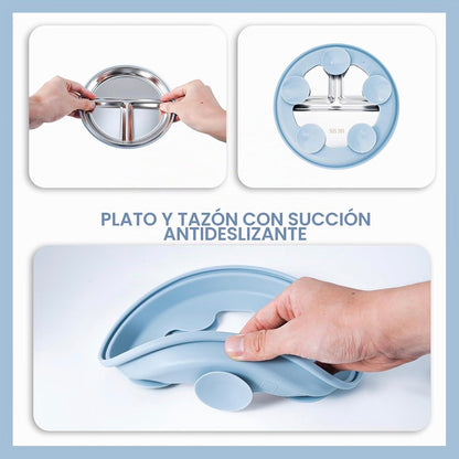 Vajilla En Silicona y Acero Inoxidable 304 De 7 Piezas
