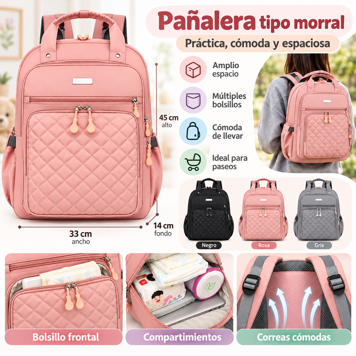 Pañalera tipo morral para bebé