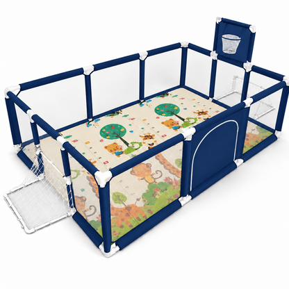 Corral de Juegos Premium 180x120 cm + Tapete Extra Grueso 1 cm + 30 Pelotas + Canasta
