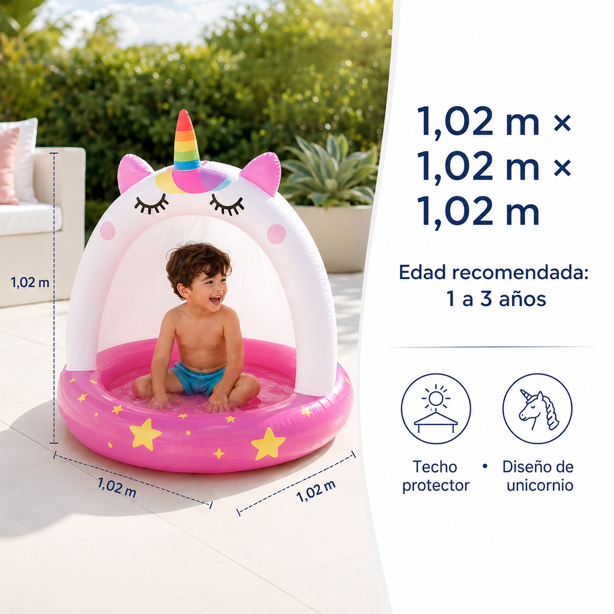 Piscina Infantil Unicornio con Techo Intex x 102 Cms Diámetro