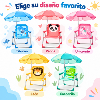 Silla Infantil Plegable con Sombrilla para Playa y Camping – 5 Diseños