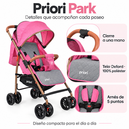 Coche paseador Priori Park Liviano y Reclinable Para Bebé.