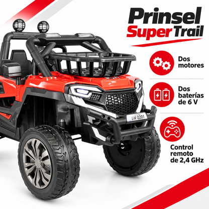 Carro Eléctrico Infantil Prinsel Super Trail 12V Rojo con Control Remoto | Con Llantas En Goma